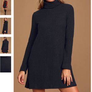 Alaina Black Long Sleeve Turtleneck Sweater Dress